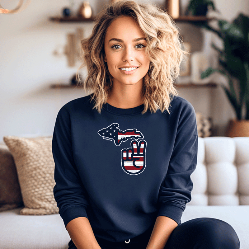 "Michigan Flag Peace"Relaxed Fit Long Sleeve T-Shirt