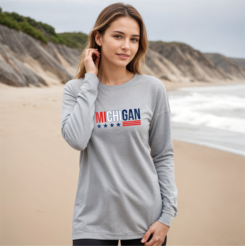 "Stars &Stripes"Relaxed Fit Long Sleeve Unisex T-Shirt