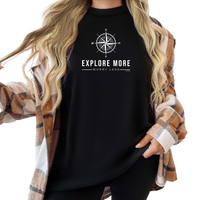 "Explore More"Relaxed Fit Stonewashed T-Shirt