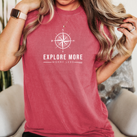"Explore More"Relaxed Fit Stonewashed T-Shirt