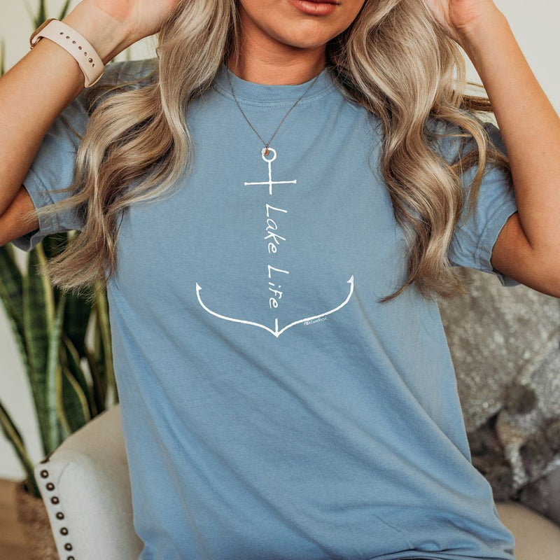 "Lake Life Anchor"Relaxed Fit Stonewashed T-Shirt