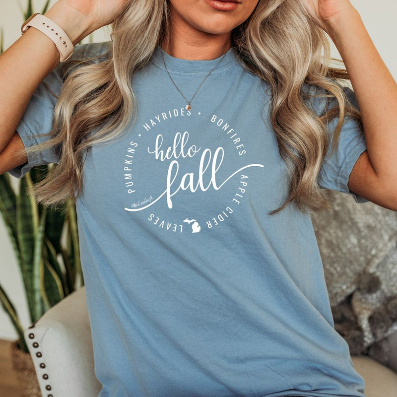 "Hello Fall"Relaxed Fit Stonewashed T-Shirt