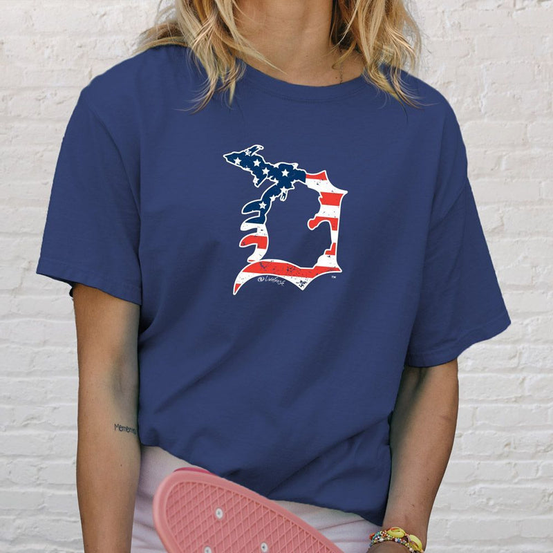 "Michigan D Flag"Relaxed Fit Stonewashed Unisex T-Shirt