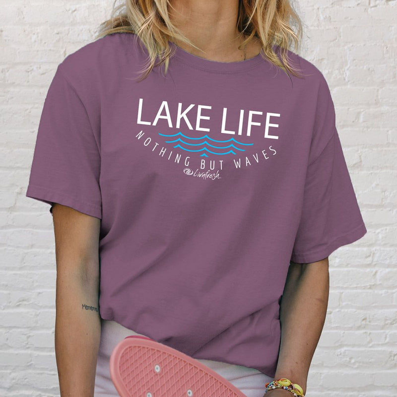 "Lake Life WAVES"Relaxed Fit Stonewashed T-Shirt