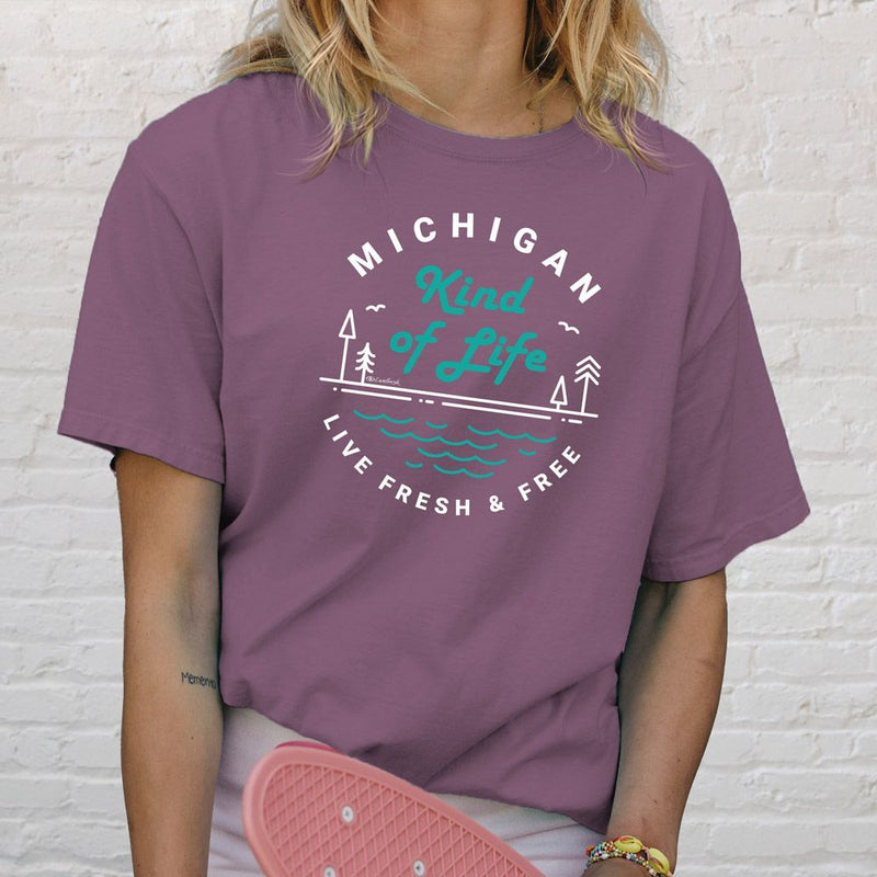 "Michigan Kind Of Life"Relaxed Fit Stonewashed T-Shirt