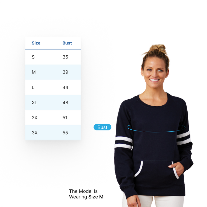 "Detroit Helmet"Women's Varsity Fleece Crew With Pocket Sweatshirt