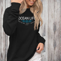 "Ocean Life"Women's Ultra Soft Wave Wash Crew Sweatshirt