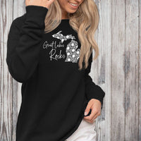 "Great Lakes Rocks"Women's Ultra Soft Wave Wash Crew Sweatshirt