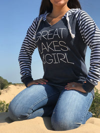 "Great Lakes Girl"Women's Striped Chalk Terry Pullover
