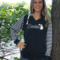 "Smitten With The Mitten"Women's Striped Chalk Terry Pullover CLEARANCE