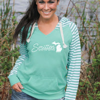 "Smitten With The Mitten"Women's Striped Chalk Terry Pullover CLEARANCE