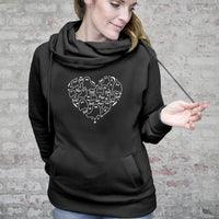 "I Love Boo"Women's Fleece Funnel Neck Pullover Hoodie