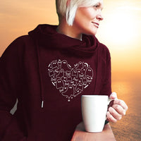 "I Love Boo"Women's Fleece Funnel Neck Pullover Hoodie