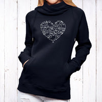 "I Love Boo"Women's Fleece Funnel Neck Pullover Hoodie