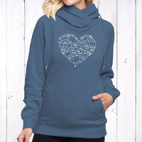 "I Love Boo"Women's Fleece Funnel Neck Pullover Hoodie