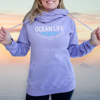 "Ocean Life"Women's Fleece Funnel Neck Pullover Hoodie