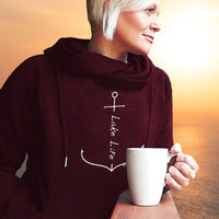"Lake Life Anchor"Women's Fleece Funnel Neck Pullover Hoodie