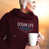 "Ocean Life"Women's Fleece Funnel Neck Pullover Hoodie