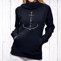 "Lake Life Anchor"Women's Fleece Funnel Neck Pullover Hoodie
