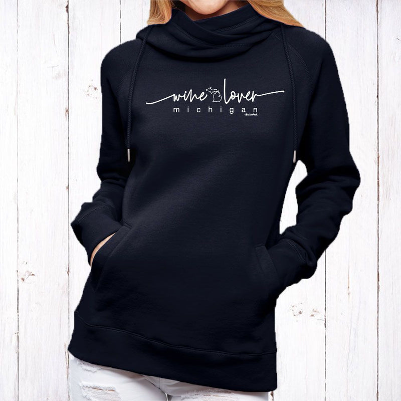 "Wine Lover"Women's Fleece Funnel Neck Pullover Hoodie
