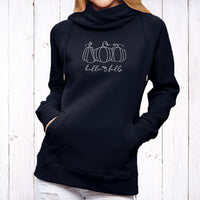 "Hello Pumpkin"Women's Fleece Funnel Neck Pullover Hoodie