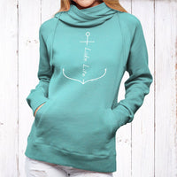 "Lake Life Anchor"Women's Fleece Funnel Neck Pullover Hoodie