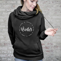 "All Things Winter"Women's Fleece Funnel Neck Pullover Hoodie