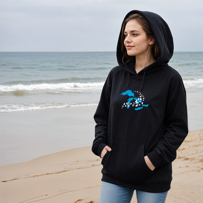 "Great Lakes Butterfly"Relaxed Fit Classic Unisex Hoodie