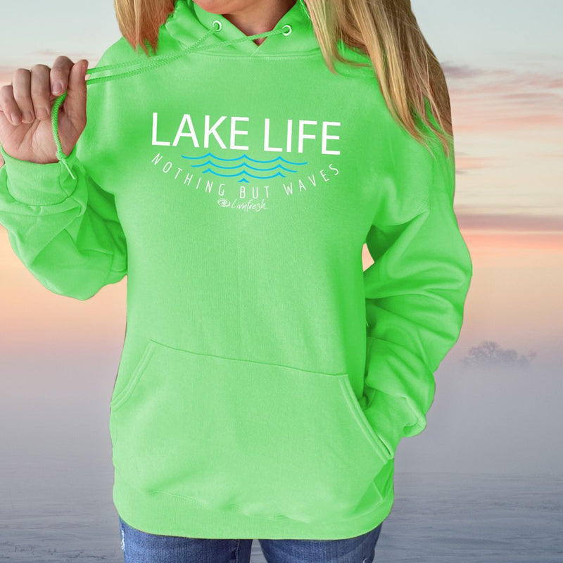 "Lake Life WAVES"Relaxed Fit Bright Classic Hoodie