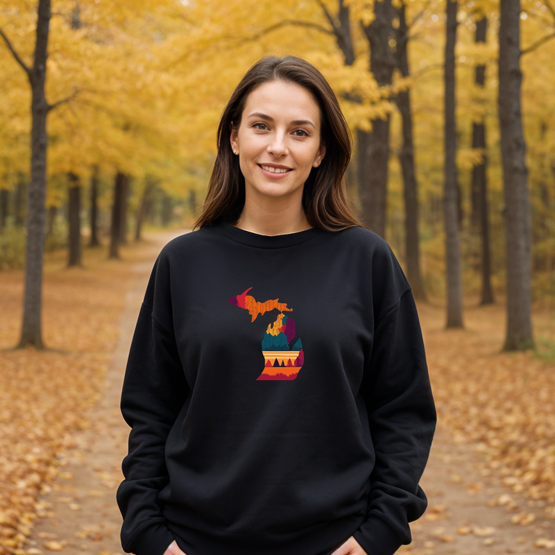 "Falling For Michigan"Relaxed Fit Classic Crew Unisex Sweatshirt
