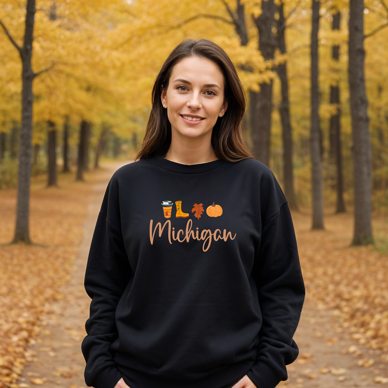 "Michigan Fall Life"Relaxed Fit Classic Crew Unisex Sweatshirt