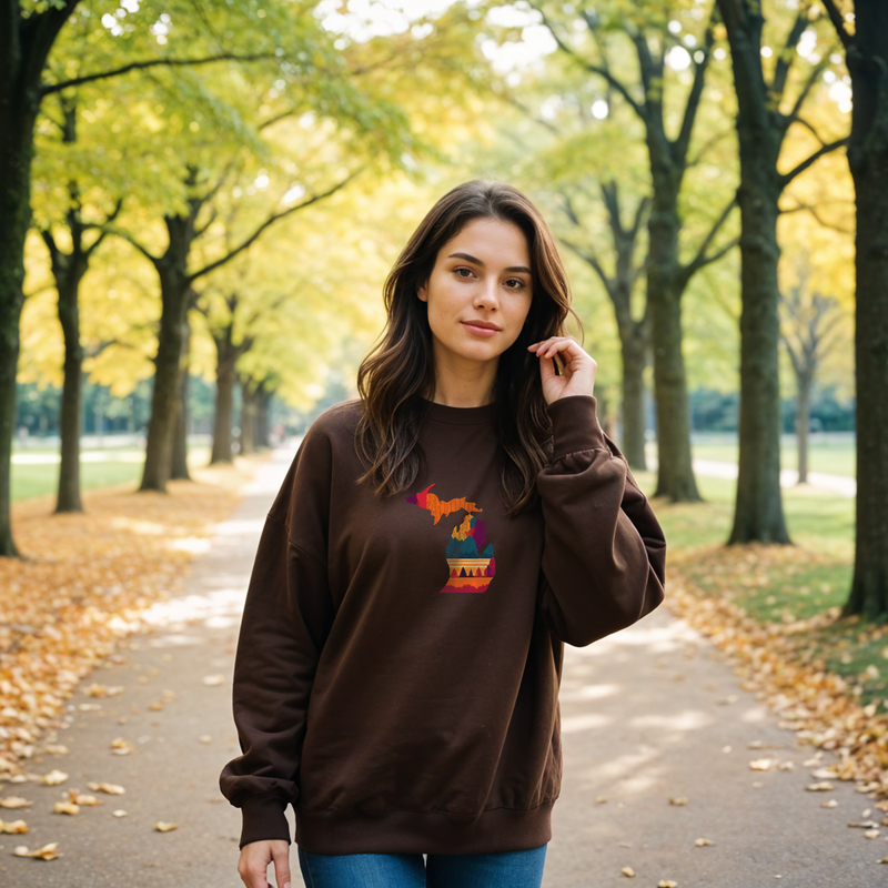 "Falling For Michigan"Relaxed Fit Classic Crew Unisex Sweatshirt