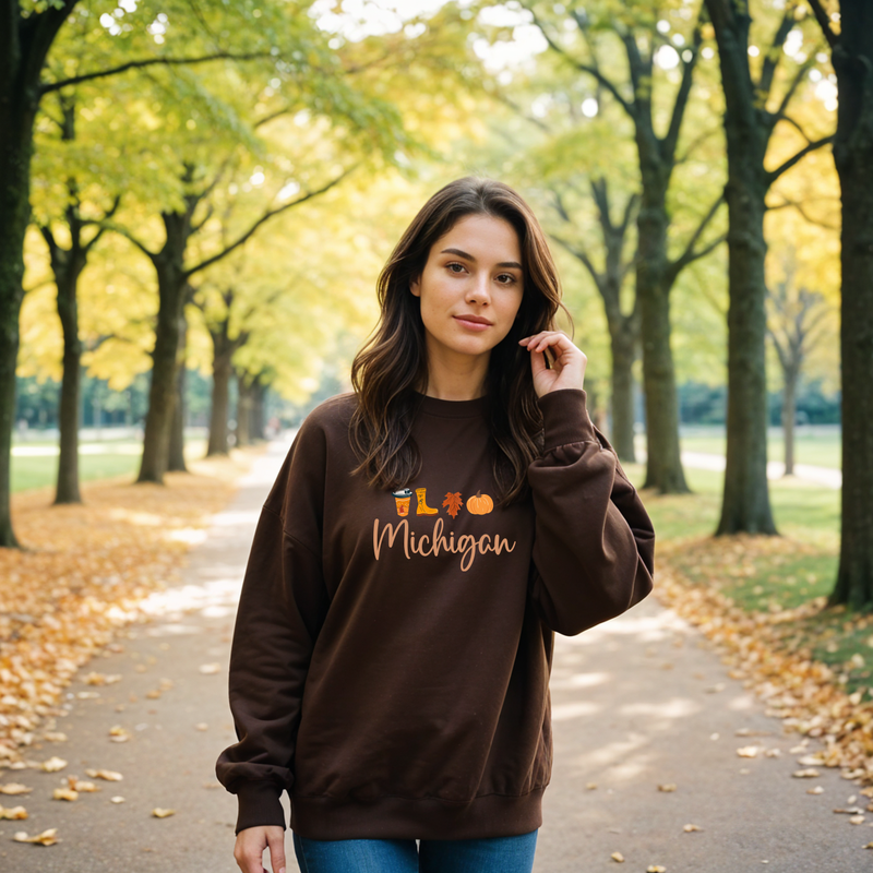 "Michigan Fall Life"Relaxed Fit Classic Crew Unisex Sweatshirt