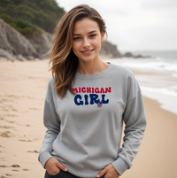 "Michigan Girl Peace"Relaxed Fit Classic Crew Unisex Sweatshirt