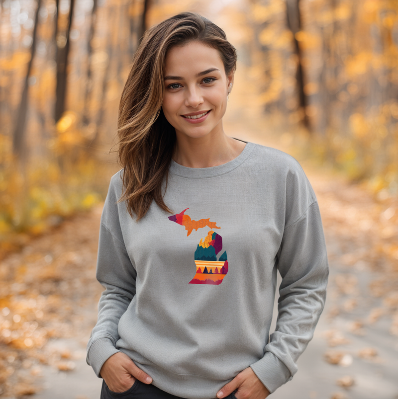 "Falling For Michigan"Relaxed Fit Classic Crew Unisex Sweatshirt