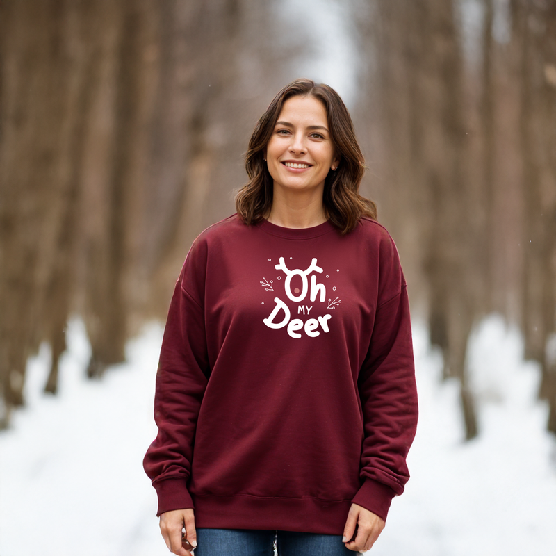 "Oh My Deer"Relaxed Fit Classic Crew Unisex Sweatshirt