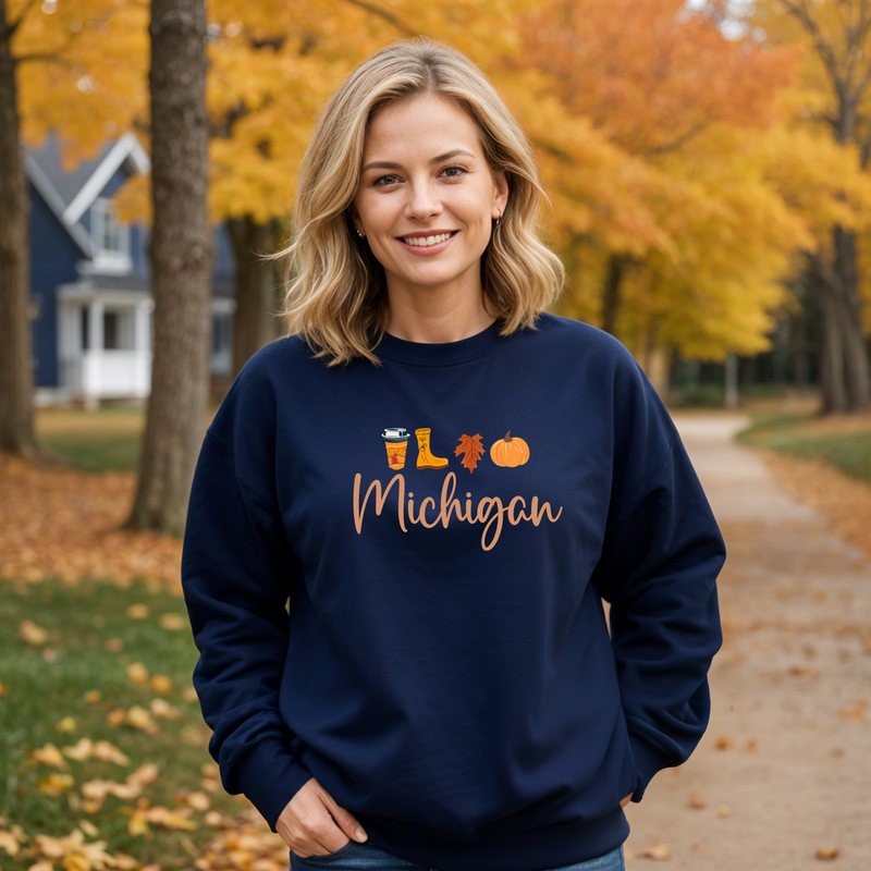 "Michigan Fall Life"Relaxed Fit Classic Crew Unisex Sweatshirt