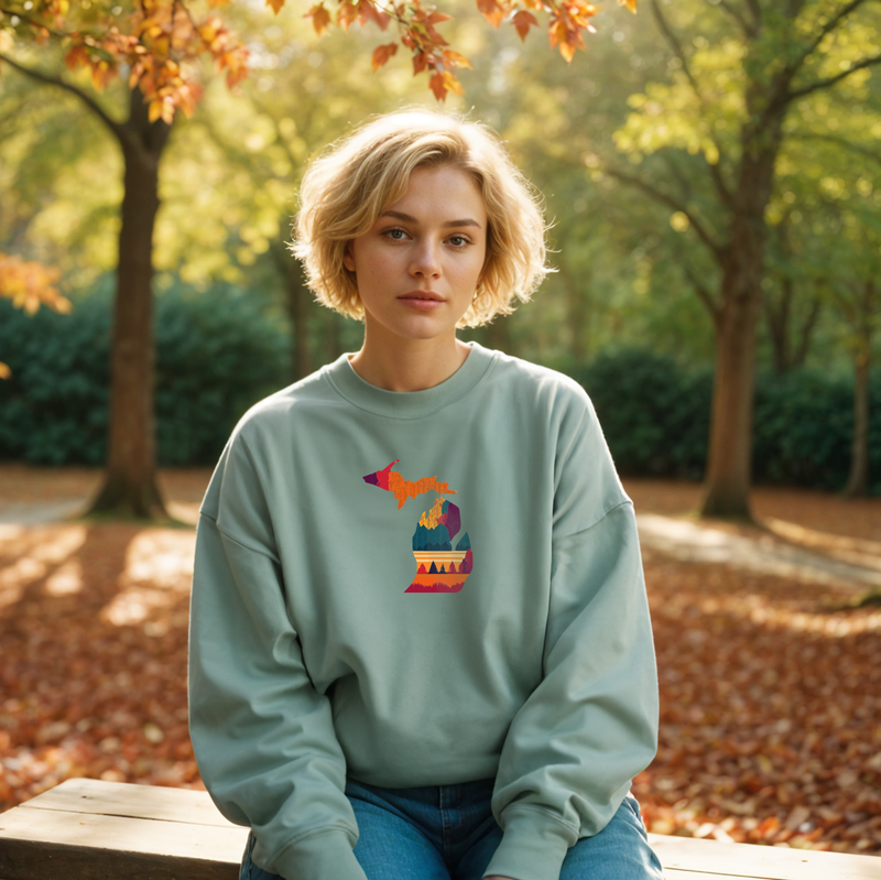 "Falling For Michigan"Relaxed Fit Classic Crew Unisex Sweatshirt