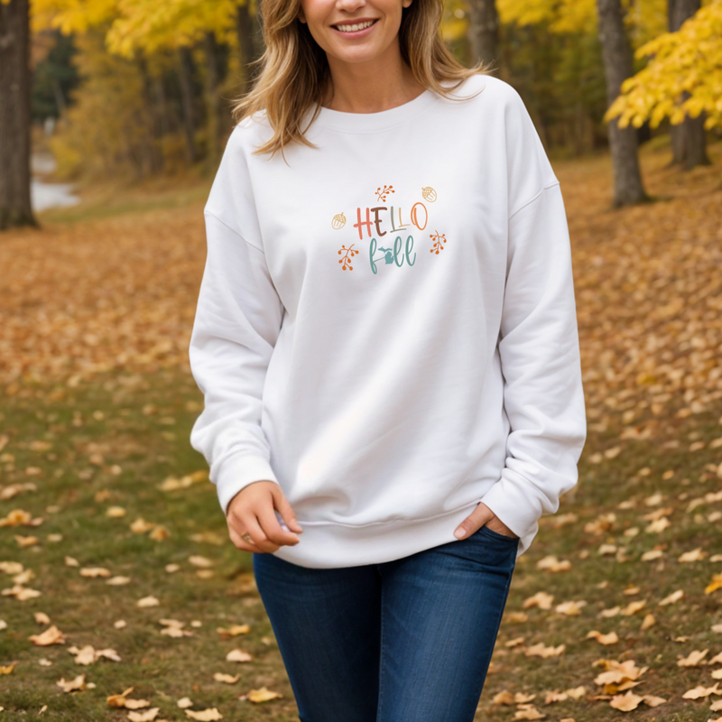 "Welcome Fall"Relaxed Fit Classic Crew Unisex Sweatshirt