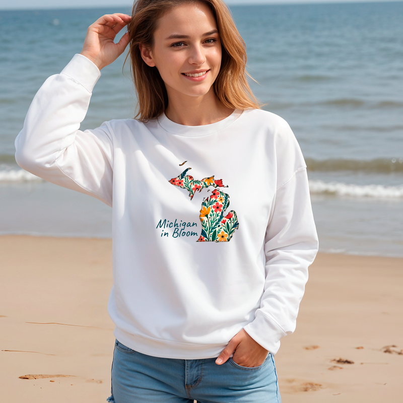 "Michigan In Bloom"Relaxed Fit Classic Crew Unisex Sweatshirt