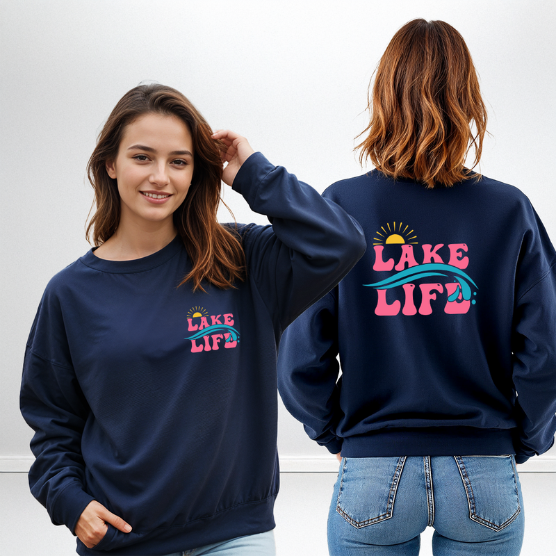 "Summer Lake Life"Relaxed Fit Bright Classic Crew Unisex Sweatshirt