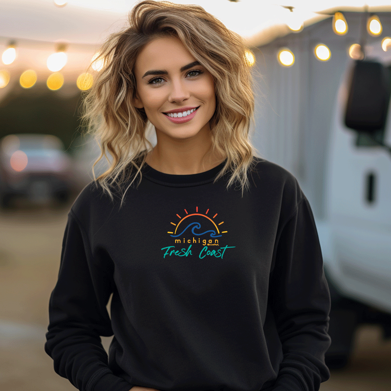 "Sunshine On The Fresh Coast"Relaxed Fit Classic Crew Sweatshirt