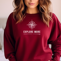 "Explore More"Relaxed Fit Classic Crew Sweatshirt