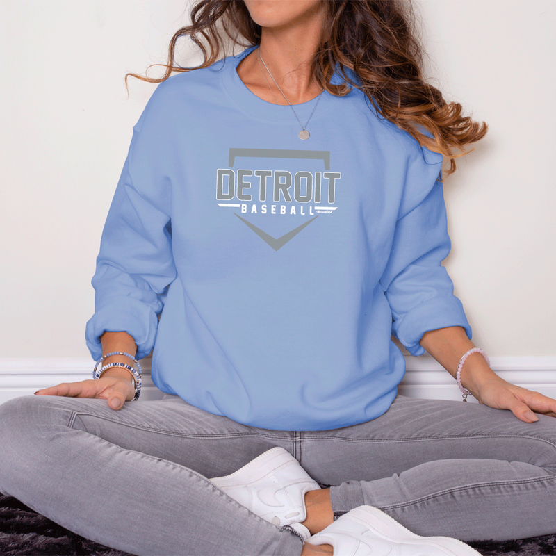 "Detroit Baseball"Relaxed Fit Classic Crew Sweatshirt