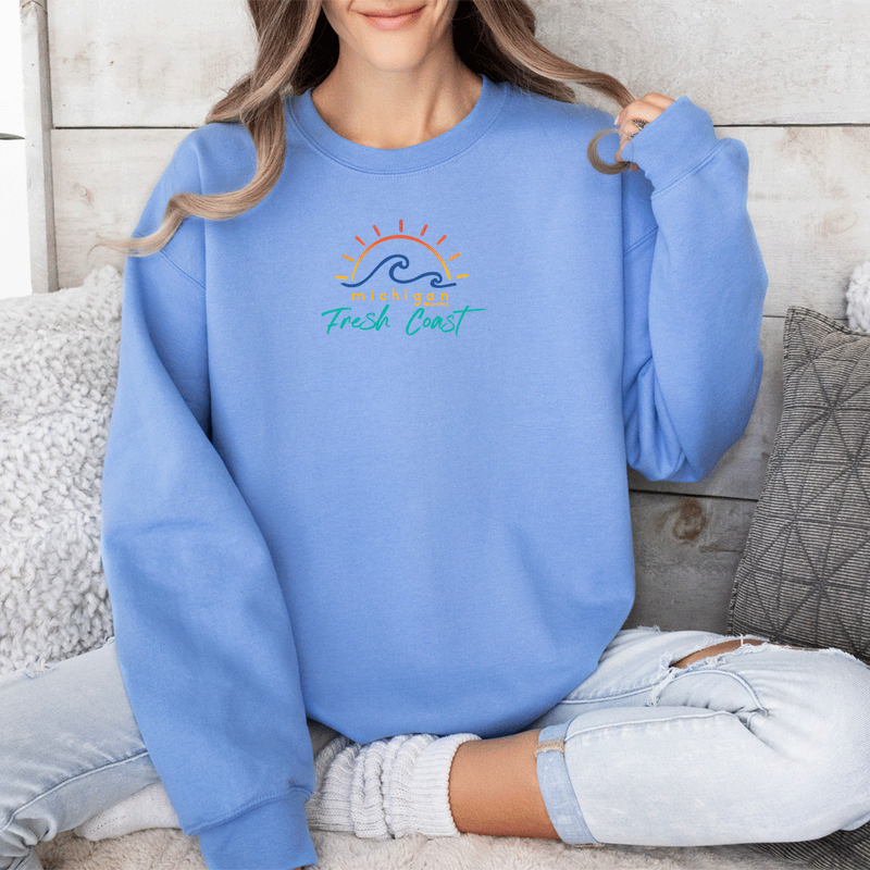 "Sunshine On The Fresh Coast"Relaxed Fit Classic Crew Sweatshirt