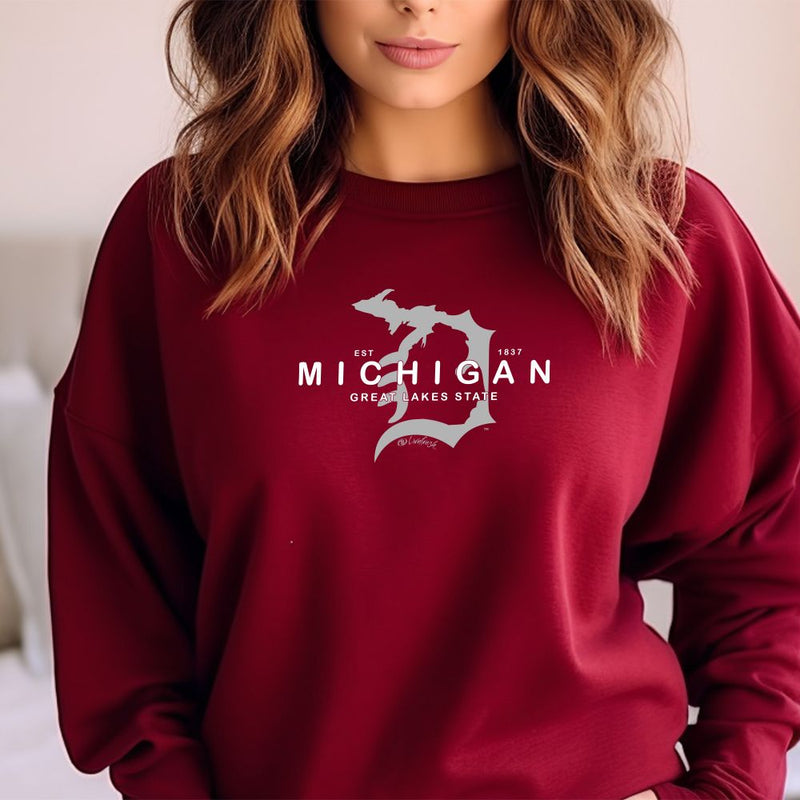 "Michigan D Established 1837"Relaxed Fit Classic Crew Sweatshirt