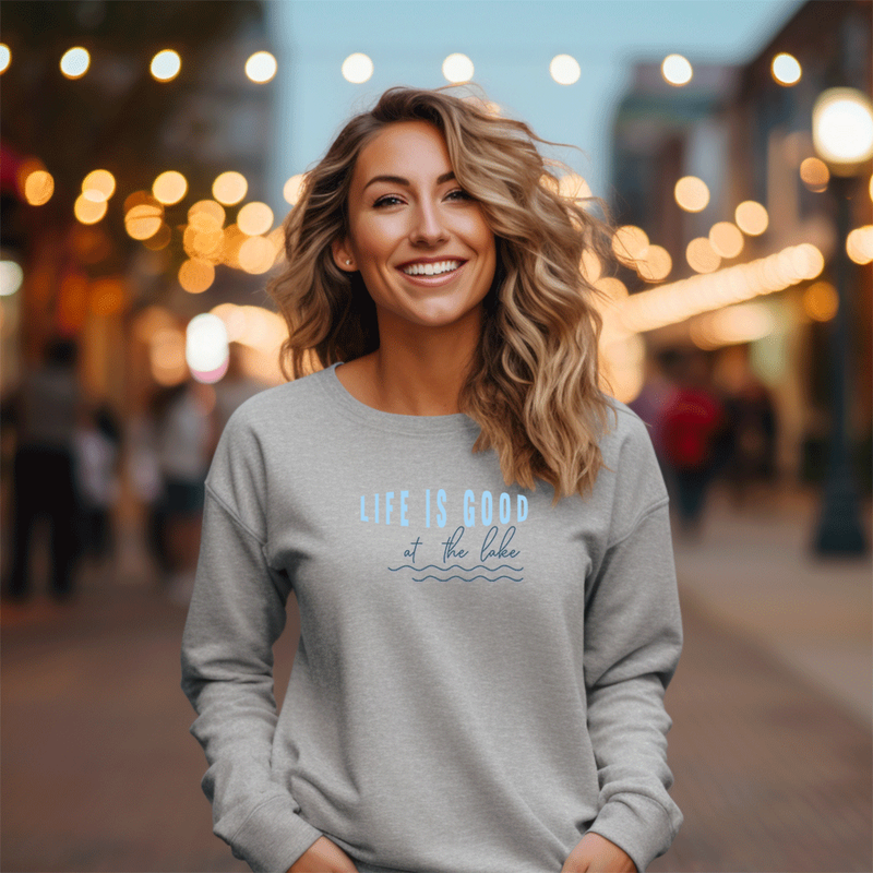 "Life Is Good"Relaxed Fit Classic Crew Sweatshirt