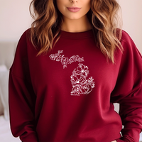 "Floral Michigan"Relaxed Fit Classic Crew Sweatshirt Sale