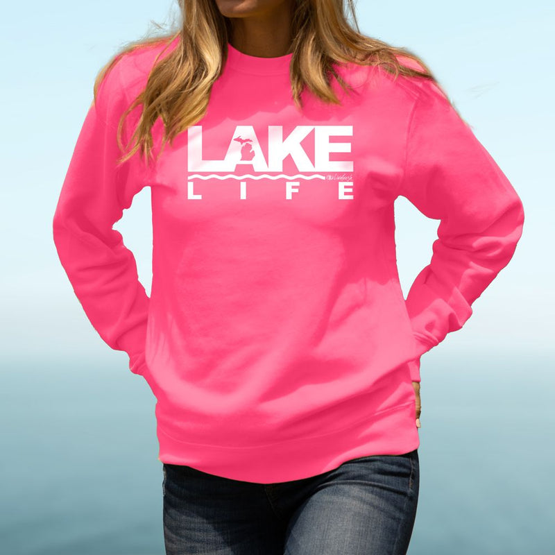 "Michigan Lake Life"Relaxed Fit Bright Classic Crew Sweatshirt