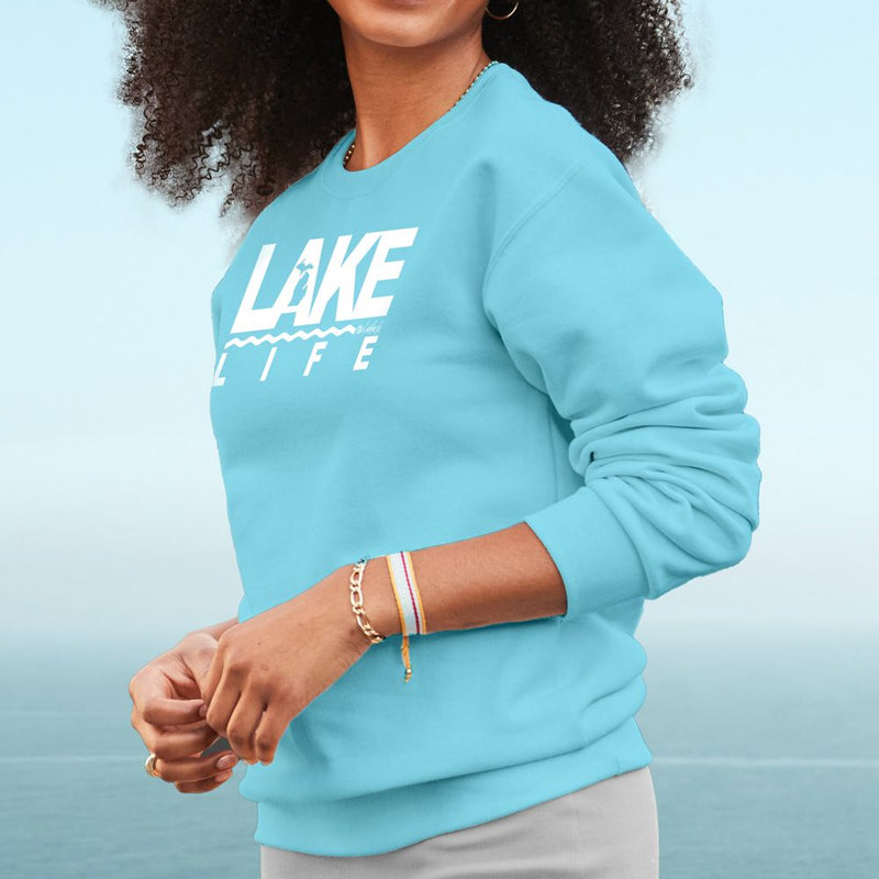 "Michigan Lake Life"Relaxed Fit Bright Classic Crew Sweatshirt